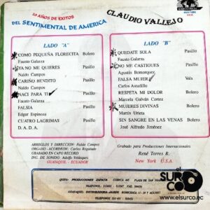 Disco de Vinilo Claudio Vallejo - El Sentimental De América Vinyl Record