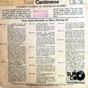 Disco de Vinilo Guillermo Alvarez Y Su Comoda De Alambres - Ecos Cantineros Vinyl Record