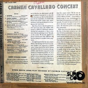 Disco de Vinilo Carmen Cavallaro - Carmen Cavallaro Concert Vinyl Record