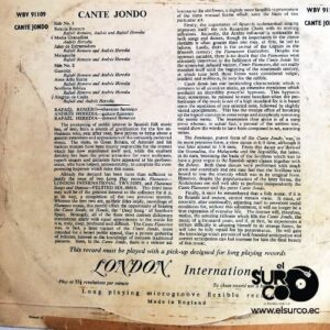Disco de Vinilo Rafael Romero - Cante Jondo Vinyl Record