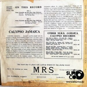 Disco de Vinilo Monty Reynolds And His Silver Seas Orchestra - Calypso Jamaica Vinyl Record