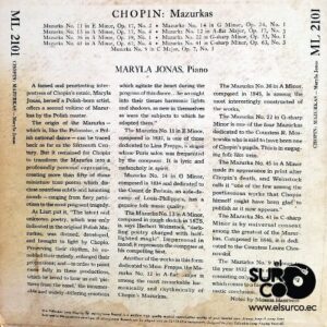 Disco de Vinilo Maryla Jonas - Chopin Mazurkas Vinyl Record