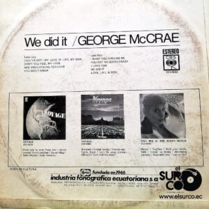 Disco de Vinilo George Mccrae - We Did It Vinyl Record