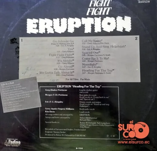 Disco de Vinilo Eruption - Fight Fight Fight Vinyl Record