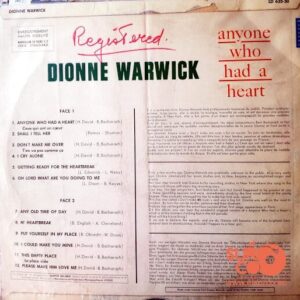 Disco de Vinilo Dionne Warwick  - Anyone Who Had A Heart Vinyl Record
