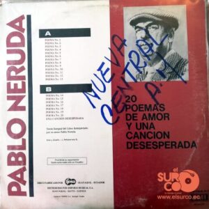 Disco de Vinilo Pablo Neruda - 20 Poemas De Amor Y Una Canción Desesperada Vinyl Record