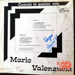 Disco de Vinilo Mario Valenzuela  - Cuando Te Quedes Sola Vinyl Record