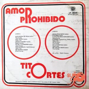 Disco de Vinilo Tito Cortes - Amor Prohibido Vinyl Record