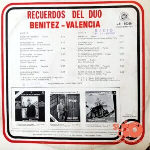 Disco de Vinilo Benítez Valencia - Recuerdos Del Duo Vinyl Record