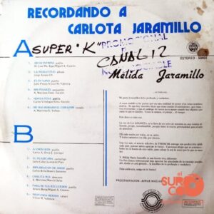 Disco de Vinilo Mélida Jaramillo - Recordando A Carlota Jaramillo Vinyl Record