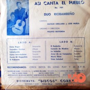 Disco de Vinilo Duo Riobambeño - Así Canta El Pueblo Vinyl Record