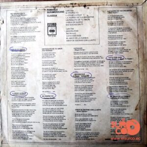 Disco de Vinilo Claudia - Romance Sudamericano Vinyl Record
