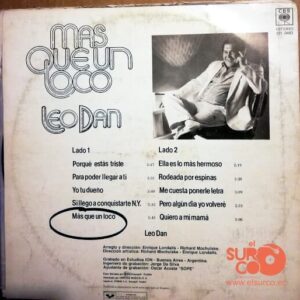 Disco de Vinilo Leo Dan - Mas Que Un Loco Vinyl Record