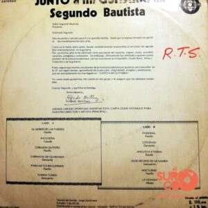 Disco de Vinilo Segundo Bautista - Junto A Mi Guitarra….. Vinyl Record