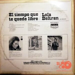 Disco de Vinilo Lola Beltrán - El Tiempo Que Te Quede Libre Vinyl Record