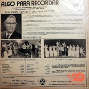 Disco de Vinilo Luis Anibal Granja - Algo Para Recordar Pianos Del Sentimiento Que Interpretan Inolvidables Canciones Del Ayer Vinyl Record
