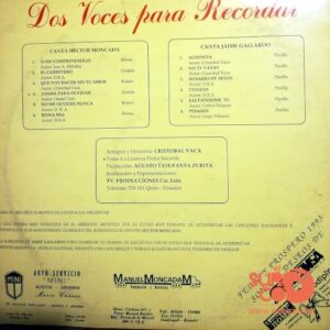 Disco de Vinilo Héctor Moncada - Dos Voces Para Recordar Vinyl Record