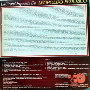 Disco de Vinilo Leopoldo Federico - La Gran Orquesta De Leopoldo Federico Vinyl Record