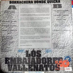 Disco de Vinilo Los Embajadores Vallenatos - Borrachera Donde Quiera Vinyl Record