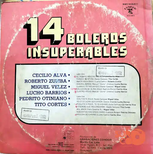 Disco de Vinilo Varios - 14 Boleros Insuperables Vinyl Record