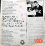Disco de Vinilo Francisco Paredes Herrera  - Homenaje A Francisco Herrera En Los 100 Años De Su Natalicio Vinyl Record