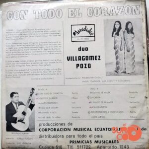 Disco de Vinilo Dúo Villagómez Pozo  - Con Todo El Corazón Vinyl Record