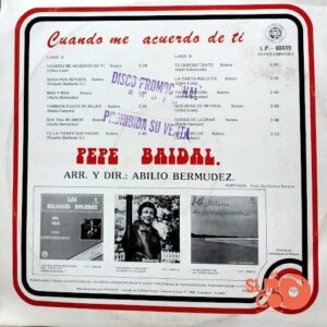 Disco de Vinilo Pepe Baidal - Cuando Me Acuerdo De Ti Vinyl Record