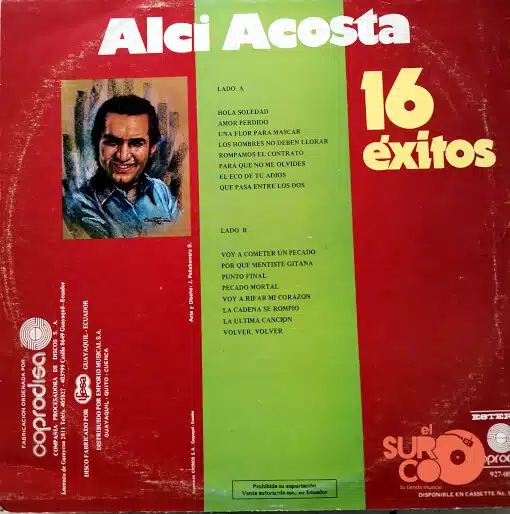 Disco de Vinilo Alci Acosta - 16 Éxitos Vinyl Record