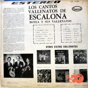 Disco de Vinilo Bovea Y Sus Vallenatos  - Los Cantos Vallenatos De Escalona Vinyl Record