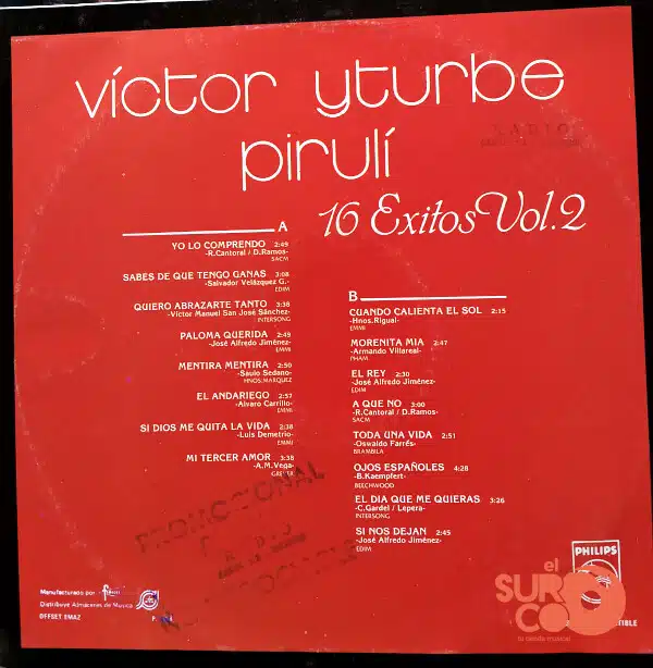 Disco de Vinilo Victor Yturbe - 16 Éxitos II Vinyl Record
