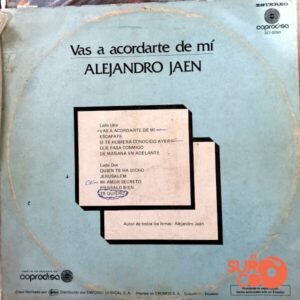 Disco de Vinilo Alejandro Jaen - Vas A Acordarte De Mi Vinyl Record
