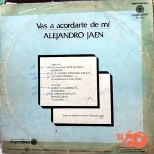 Disco de Vinilo Alejandro Jaen - Vas A Acordarte De Mi Vinyl Record