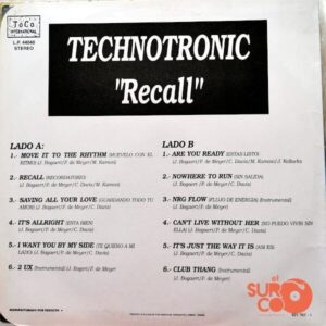 Disco de Vinilo Technotronic - Recall Vinyl Record