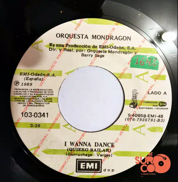 Disco de Vinilo Orquesta Mondragón - I Wanna Dance / Solo Vinyl Record
