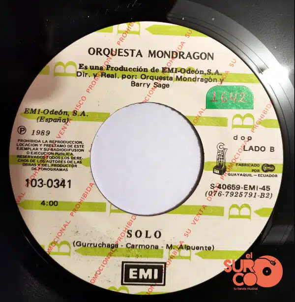 Disco de Vinilo Orquesta Mondragón - I Wanna Dance / Solo Vinyl Record