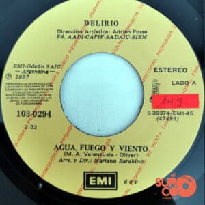 Disco de Vinilo Delirio - Agua, Fuego Y Viento (Promocional) Vinyl Record