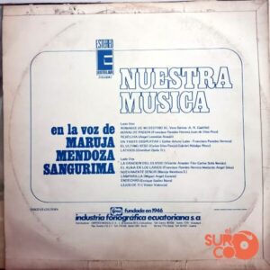 Disco de Vinilo Maruja Mendoza Sangurima - Nuestra Música En La Voz De Maruja Mendoza Sangurima Con Los Violines De Ecuador Vinyl Record