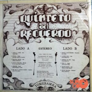 Disco de Vinilo Quinteto Del Recuerdo - Tomebamba Vinyl Record