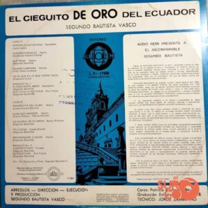 Disco de Vinilo Segundo Bautista - El Cieguito De Oro Del Ecuador Vol 1 Vinyl Record
