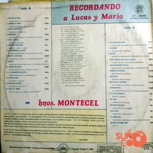 Disco de Vinilo Hermanos Montecel - Recordando A Lucas Y Mario Vinyl Record