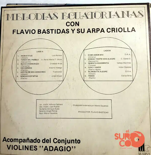 Disco de Vinilo Flavio Bastidas - Melodías Ecuatorianas Vinyl Record