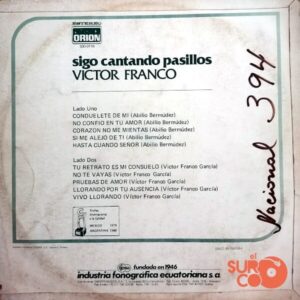 Disco de Vinilo Víctor Franco - Sigo Cantando Pasillos Vinyl Record