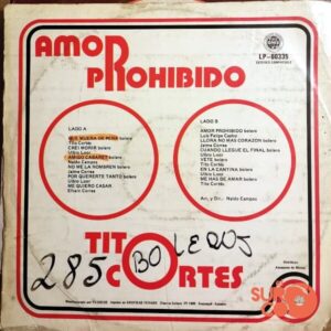 Disco de Vinilo Tito Cortes - Amor Prohibido Vinyl Record