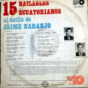 Disco de Vinilo Jaime Naranjo - 15 Bailables Ecuatorianos Vinyl Record