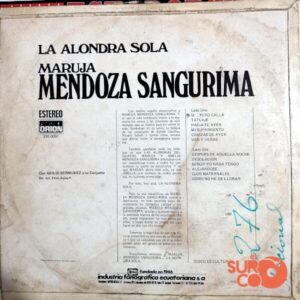 Disco de Vinilo Maruja Mendoza Sangurima - La Alondra Sola Vinyl Record