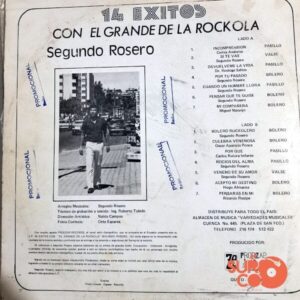 Disco de Vinilo Segundo Rosero - Solo Éxitos Con El Grande De La Rockola Vinyl Record