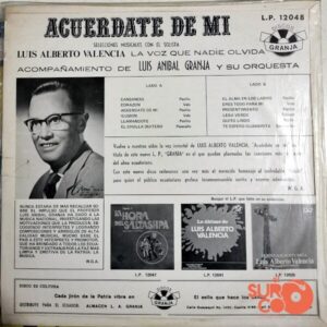 Disco de Vinilo Luis Alberto Valencia - Acuérdate De Mi Vinyl Record