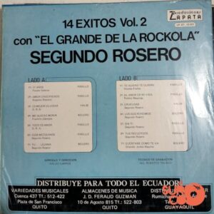Disco de Vinilo Segundo Rosero - 14 Éxitos Vol 2 Vinyl Record