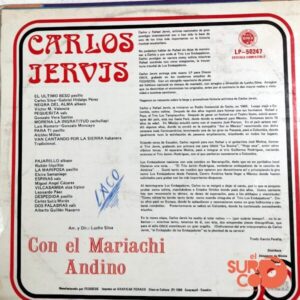 Disco de Vinilo Carlos Jervis - Carlos Jervis Con El Mariachi Andino Vinyl Record