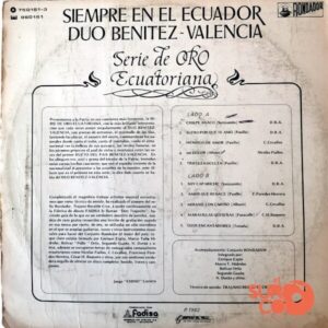 Disco de Vinilo Dúo Benítez Valencia - Siempre En El Ecuador Vinyl Record